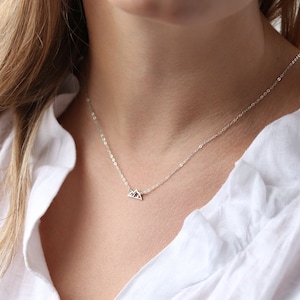 Silver Mountain Necklace · Nature Wanderlust Travel Jewelry · Minimalist Dainty Charm Necklace · Winter Jewelry · Ski Snowboard Gift for Her