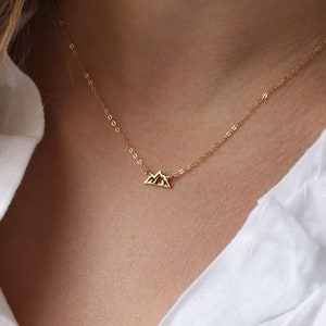 24k Gold Filled Mountain Necklace Nature Travel Jewelry Minimalist Dainty Charm Necklace Wanderlust Winter Jewelry Snowboard Gift image 4
