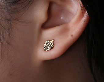 24k Gold Filled Pinecone Earrings · Dainty Stud Earrings · Thanksgiving · Nature Gift · Fall Jewelry · Pair · Sterling Silver / Rose Gold