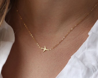 24k Gold Filled Gold Airplane Necklace · Flight Attendant Gift for Her · Dainty Plane Necklace · Jet Set Aviation Travel Inspired Jewelry