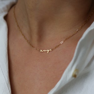 Dainty Name Necklace · 14k Gold Filled &  925 Silver · Name Plate Choker · Monogrammed Jewelry · Personalized Gift for Her