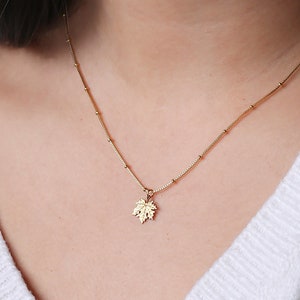 24k Gold Filled Maple Leaf Necklace · Thanksgiving · Nature Hiking Gift for Her · Fall Jewelry · Dainty Leaf Pendant •