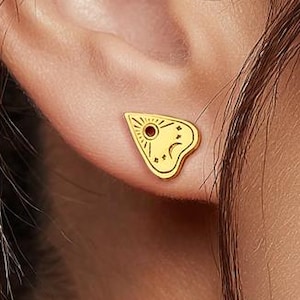 24k Gold Fill Planchette Halloween Earrings · Witchy Gothic Jewelry · Cute Fall Jewelry · Spirit Board Earrings · Psychic Divination Gift