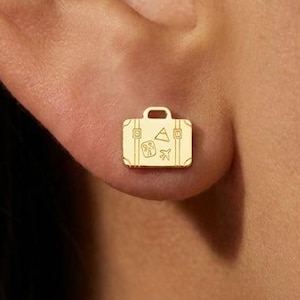 24k Gold Filled Suitcase Stud Earrings