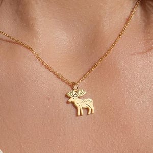 24k Gold Dipped Moose Necklace: Mountain Forest Jewelry