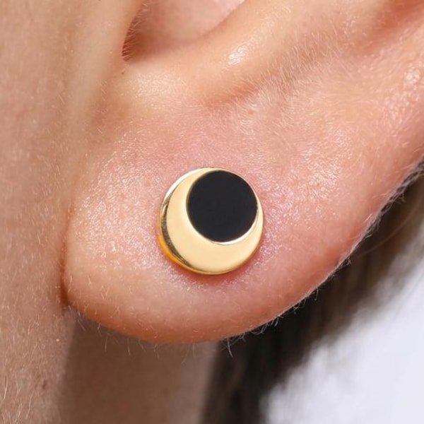 24k Gold Filled Solar Eclipse Stud Earrings
