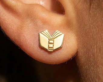 24k Gold Filled Open Book Earrings: Back to School Jewelry