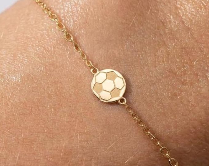 24k Gold Fill Soccer Bracelet - Adjustable Sports Jewelry