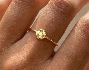 24k Gold Fill Soccer Ring - Sterling Silver Game Day Gift