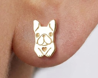 24k Gold Filled French Bulldog Stud Earrings