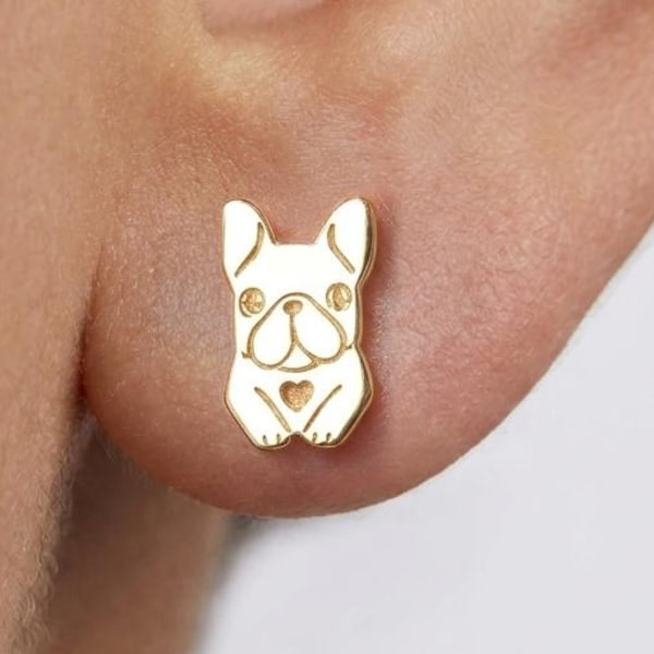 24k Gold Filled French Bulldog Stud Earrings