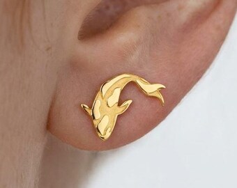 24k Gold Filled Koi Fish Stud Earrings