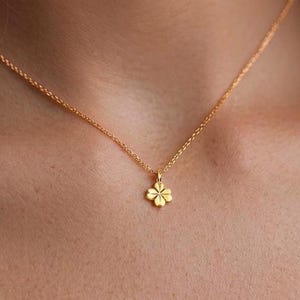 24k Gold Dipped Clover Necklace: Dainty Irish Shamrock Jewelry