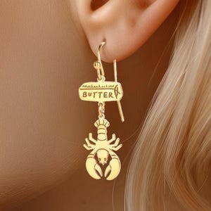 24k Gold Filled Lobster Earrings: Quirky Sterling Silver Jewelry