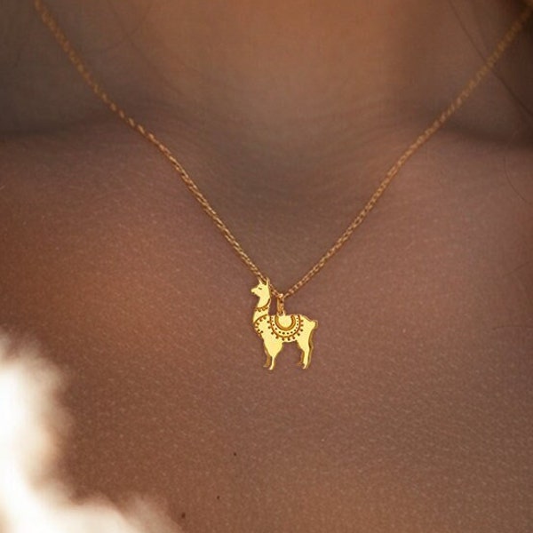 24k Gold Filled Llama Necklace · Dainty Alpaca Pendant · Travel Gift for Her · Cute Animal Jewelry · Bolivia Peru South America · 925 Silver