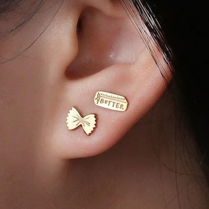 Girl Dinner Earrings Set: 24k Gold Filled Pasta Studs