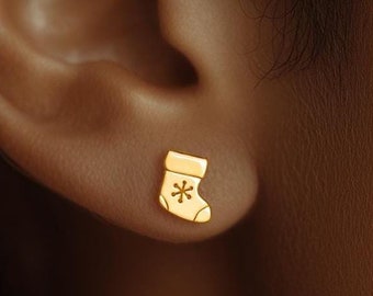 24k Gold Fill Holly Christmas Earrings · Dainty Stud Earring
