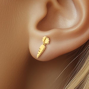Gold Filled Carrot Stud Earrings: Vegan Spring Jewelry