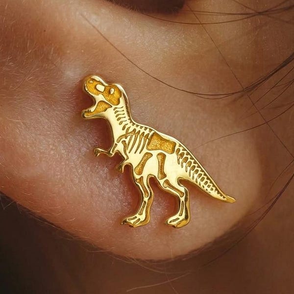 24k Gold Fill T-Rex Fossil Stud Earrings