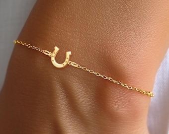 24k Gold Fill Lucky Horseshoe Bracelet · Country Western Rodeo Jewelry · Gift for Horse Lover · Dainty Stackable Bracelets · Adjustable Size