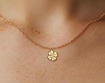 24k Gold Filled Four Leaf Clover Necklace · St. Patricks Day Gift · Shamrock Pendant · Lucky Spring Jewelry · Pair · 925 Silver