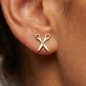 24k Gold Filled Dainty Scissor Stud Earrings: Hair Stylist Gift