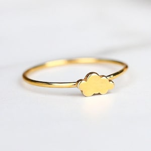 24k Gold Fill Cloud Ring: Sterling Silver Celestial Jewelry
