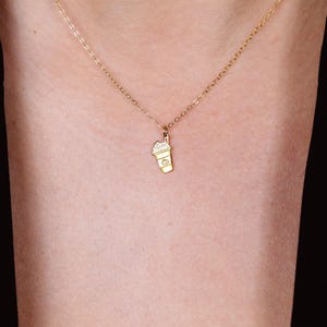 24k Gold Vermeil Pumpkin Spice Latte Necklace: Fall Coffee Pendant image 3