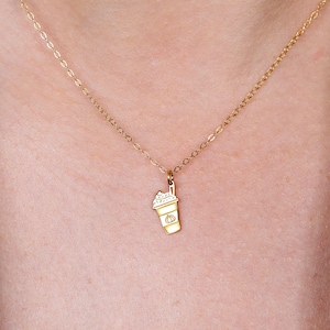 24k Gold Vermeil Pumpkin Spice Latte Necklace: Fall Coffee Pendant image 1