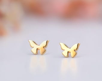 24k Gold Fill Schmetterling Ohrstecker: Sterling Silber Knorpel Schmuck