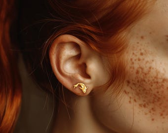 24k Gold Filled Koi Fish Stud Earrings: Sterling Silver Posts