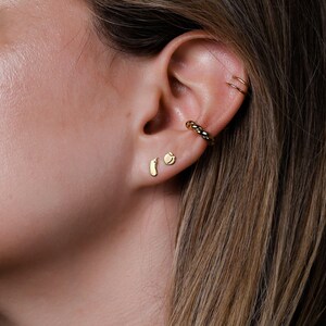 24k Gold Fill Eggplant Peach Emoji Earrings · Dainty Cartilage Stud Earring · Minimalist Fall Jewelry · Sweet 16 Gift for Her · 925 Silver
