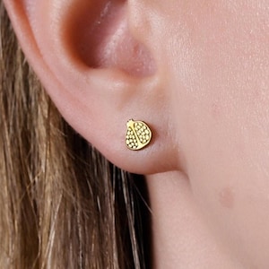 24k Gold Filled Cut Pomegranate Earrings · Dainty Fruity Studs · Christmas / Thanksgiving Gift · Unique Winter Jewelry · 925 Silver
