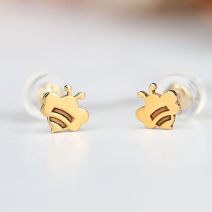 24k Gold Fill Dainty Bee Stud Earrings · Tiny Bumblebee Gold Studs · Perfect Minimalist Cartilage Earring · Honeybee Earrings · Pair