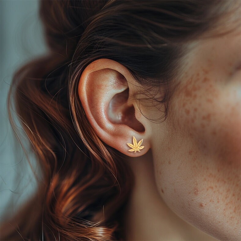 Gold weed earrings new arrivals