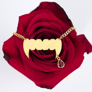 Vampire Fangs Necklace: 24k Dipped Sterling Silver Gothic Jewelry