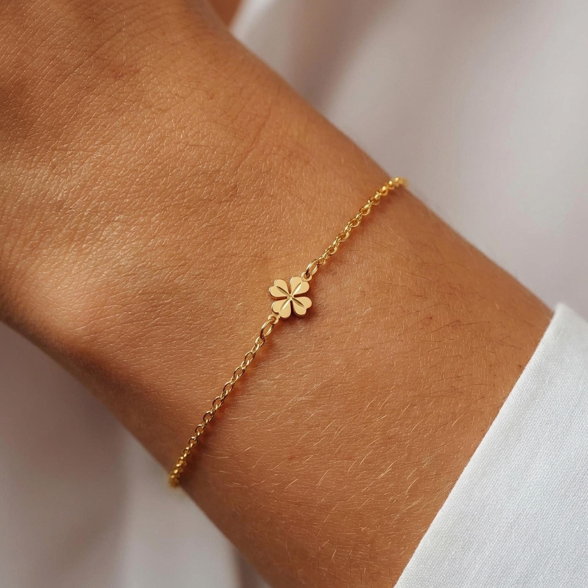 24k Gold Filled Four Leaf Clover Bracelet - Etsy 日本