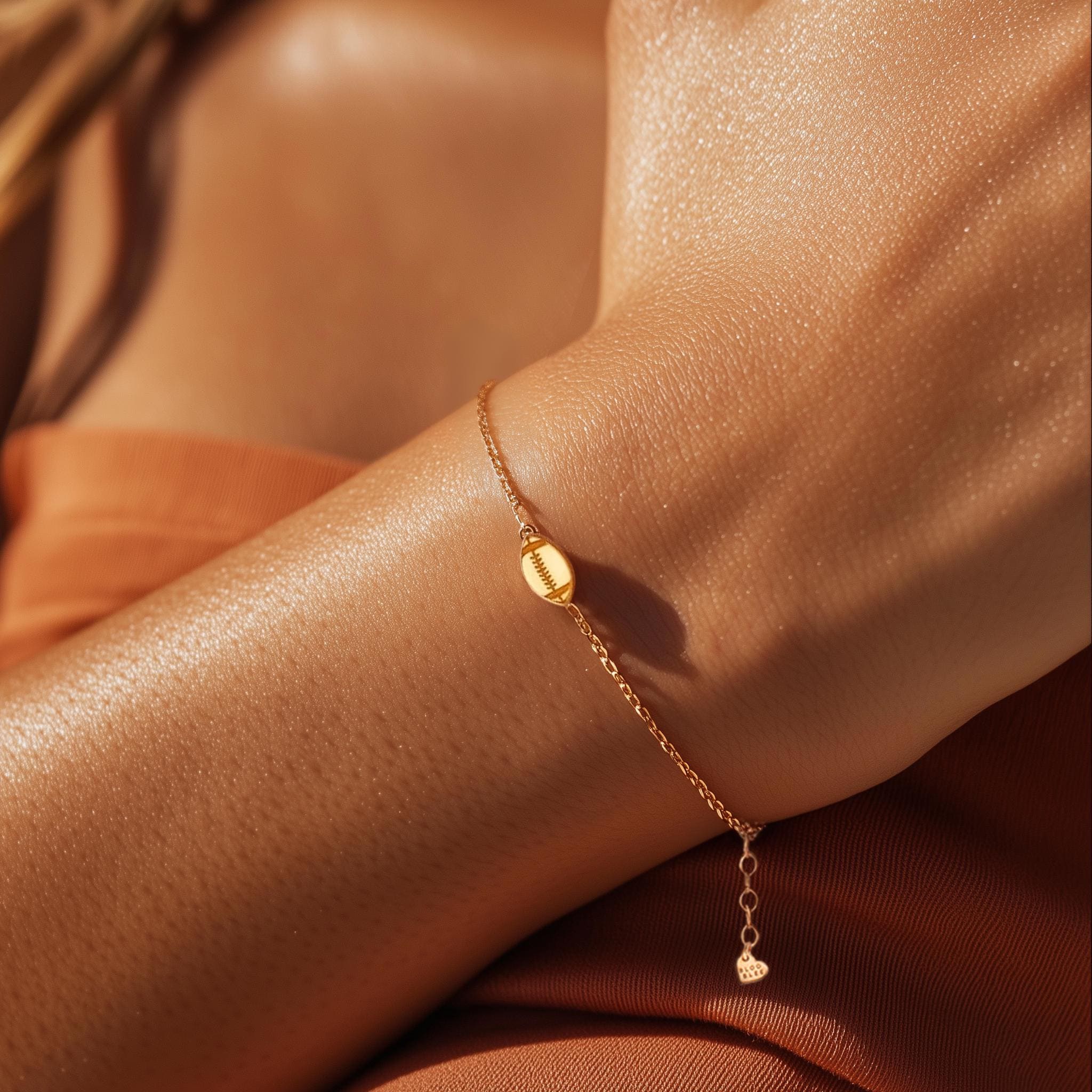 24k Gold Fill Football Bracelet: Game Day Jewelry, Sorority Gift