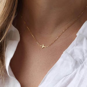 Gold Airplane Necklace: Dainty Travel Jewelry, Aviation Gift