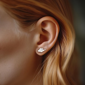 Sterling Silver Auspicious Cloud Stud Earrings - Chinese New Year Jewelry