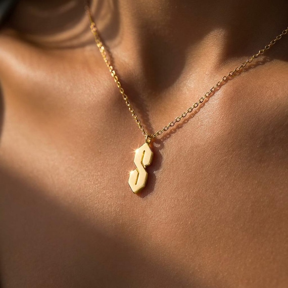 24k Gold Filled 'S' Thing Necklace: 90s Graffiti Pendant - Etsy