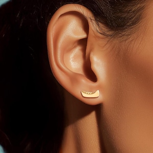 24k Gold Filled Canoe Stud Earrings: Minimalist Outdoor Jewelry