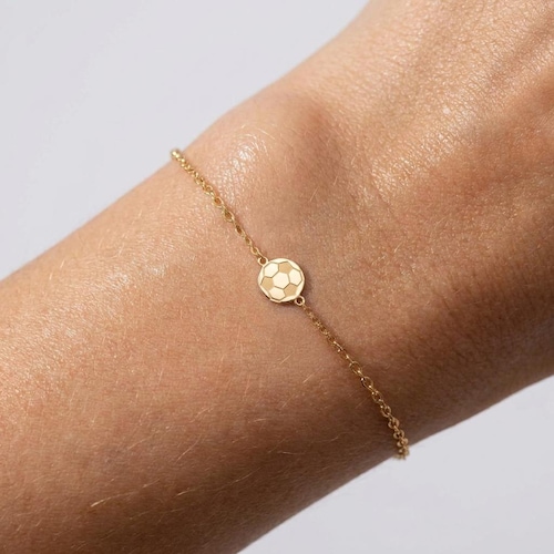 24k Gold Fill Soccer Bracelet - Adjustable Sports Jewelry