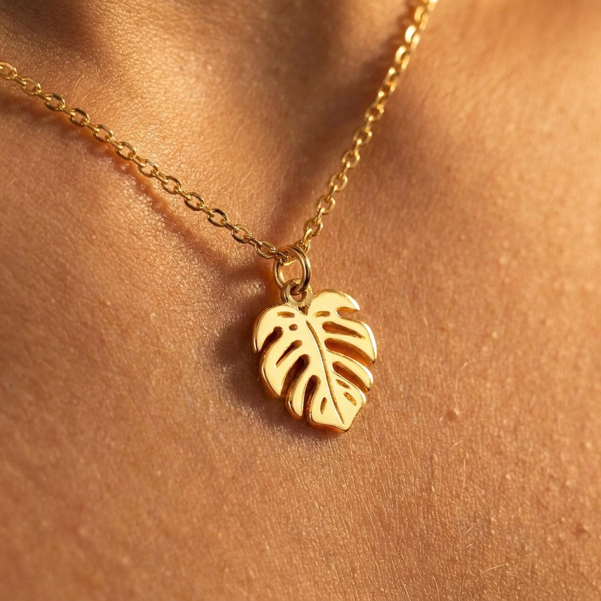 Monstera kette gold - Etsy.de
