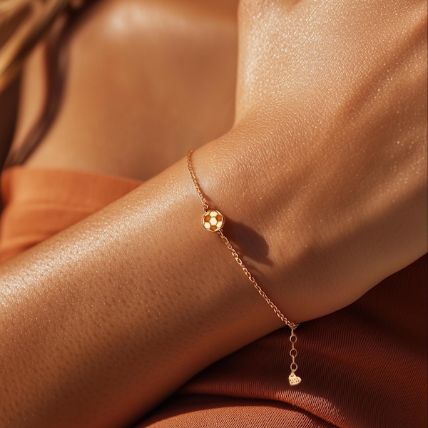 24Kゴールドフィルドサッカーブレスレット：調節可能なスポーツジュエリー