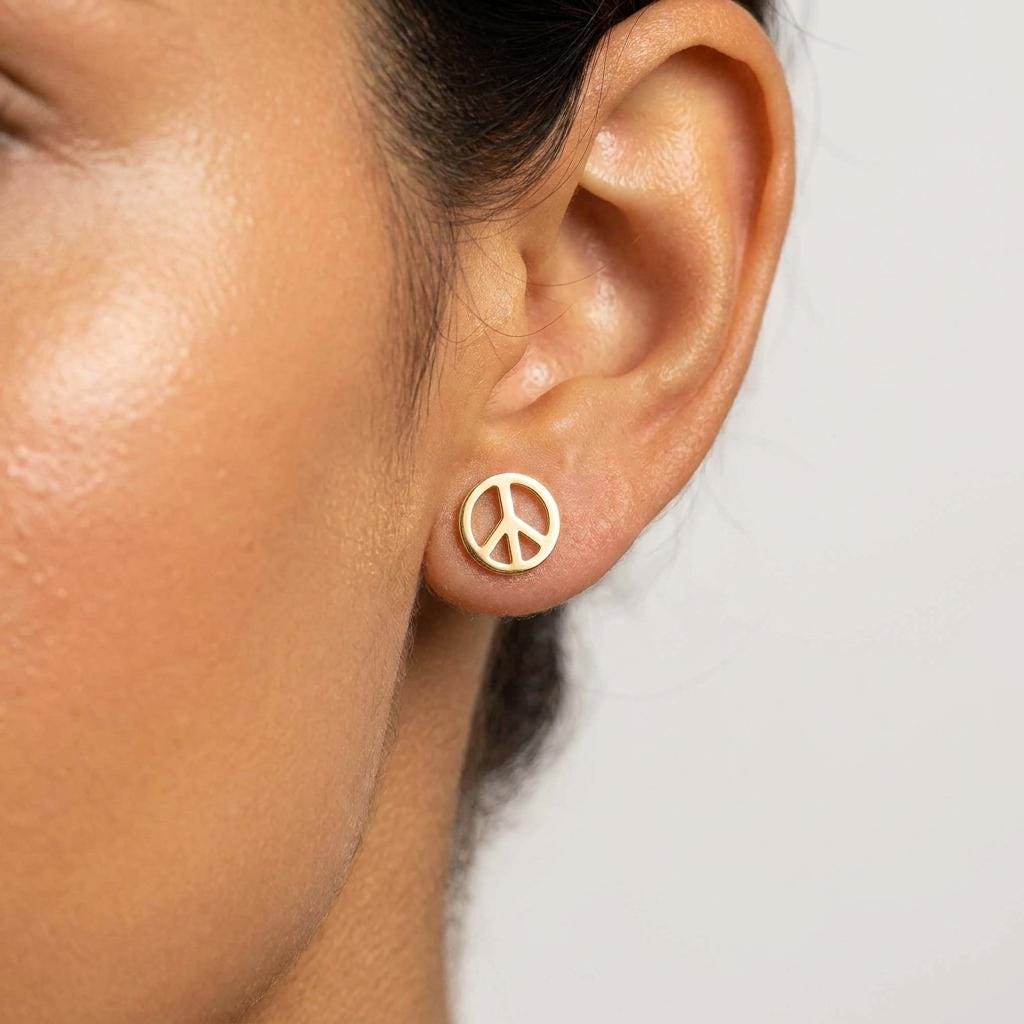 Gold Peace Sign Hoop Earrings - Etsy