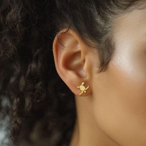 24k Gold Fill Baby Turtle Earrings · Sea Turtle Studs · Tropical Gift for Her • Scuba Beach Lover · Minimalist Gold Studs · 925 Silver