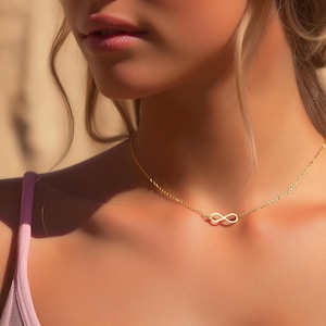 24k Gold Fill Infinity Necklace: Minimalist Figure 8 Pendant