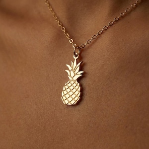 24k Gold Filled Pineapple Necklace: Dainty Fruit Pendant