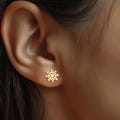 24k Gold Fill Snowflake Stud Earrings: Winter Holiday Jewelry